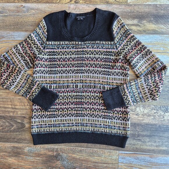 Theory Hadar Chunky Silk Sweater Crew Neck Multcolor Linen Silk Cotton - Picture 4 of 13